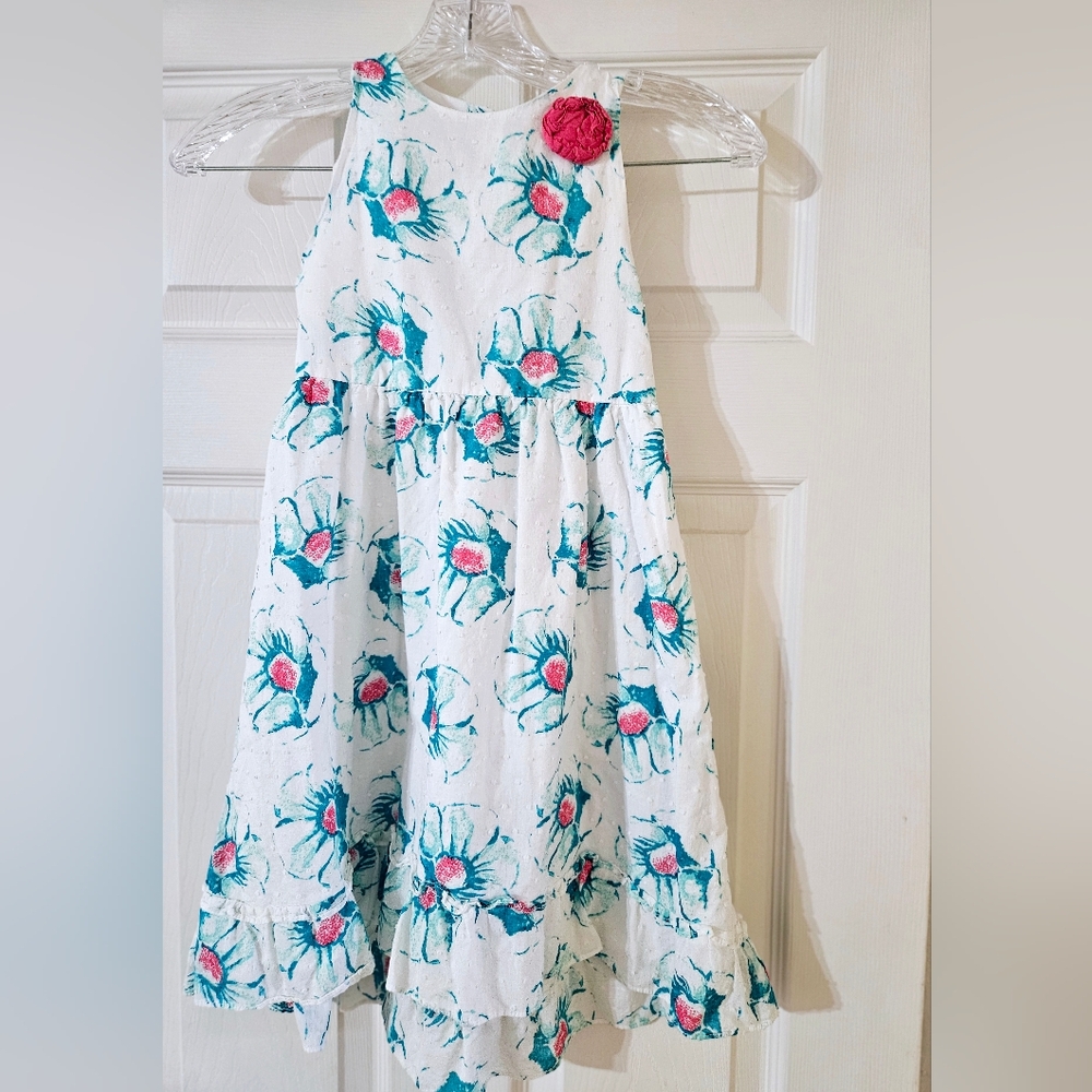 Penelope Mack LTD Sleeveless Lined Floral Girls Dress Size 6X- White and Pink